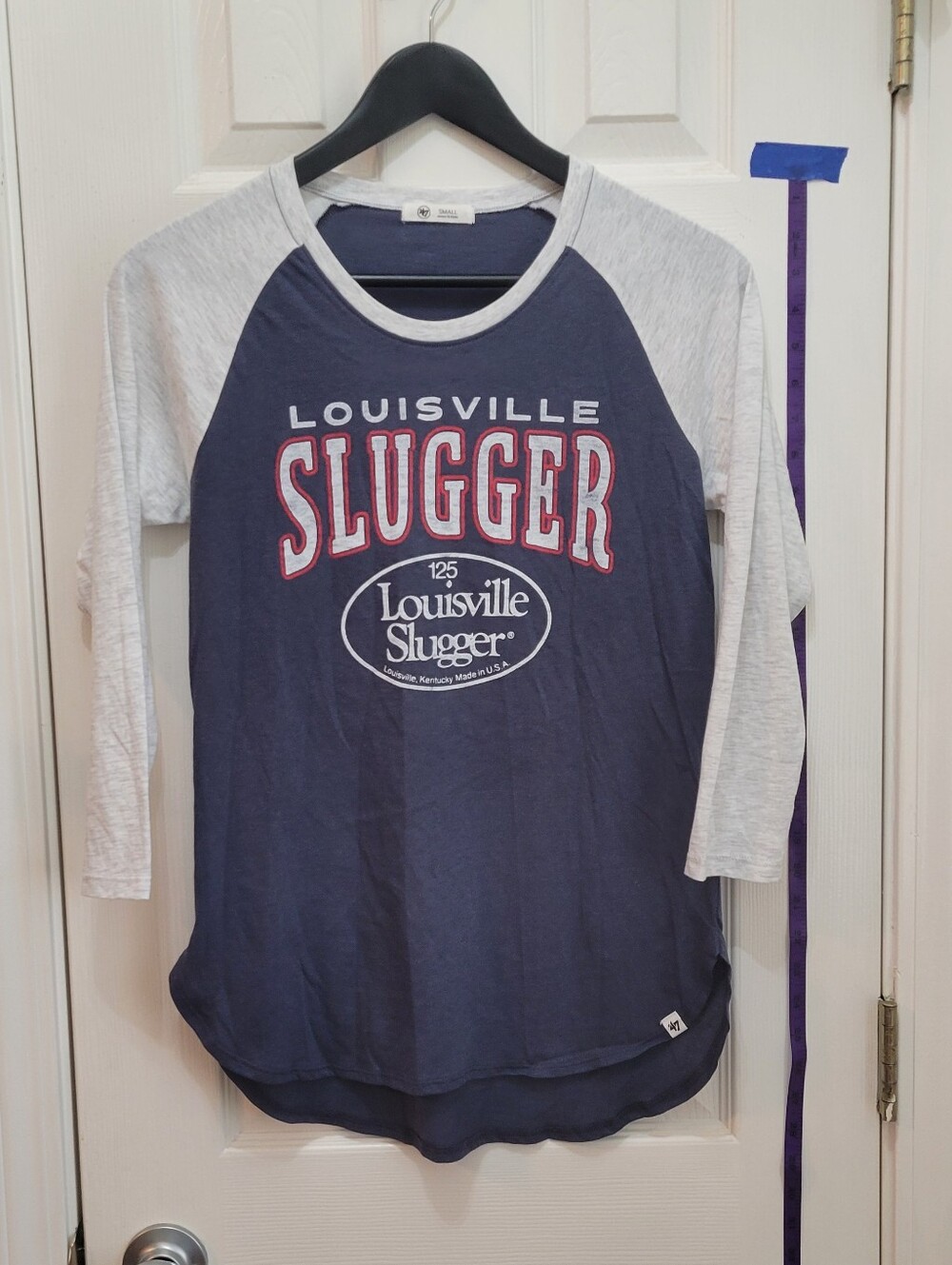 Louisville Slugger Women's Navy and Light Gray Raglan 3/4 Sleeve Tee